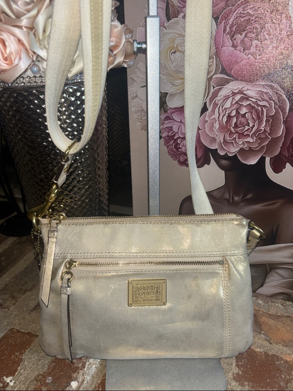 Coach Poppy Metallic Crossbody Bag with Adjustable Strap
